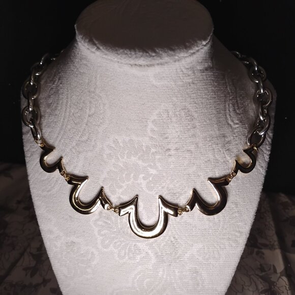True Religion Jeans | Gold and Silver Horseshoe Chain Link 18.5 Necklace | New - Picture 4 of 8